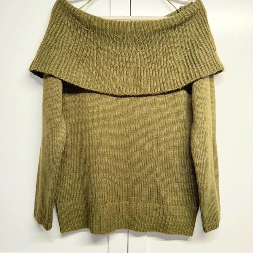 Fashion Nova Olive Knit Off-Shoulder Sweater